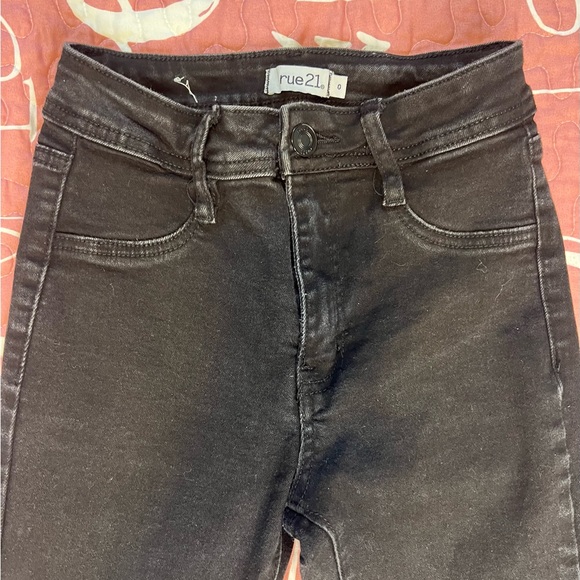 Rue 21 Black High-Waisted Distressed Flare Jeans – Size 0 (Women’s) - Picture 5 of 7